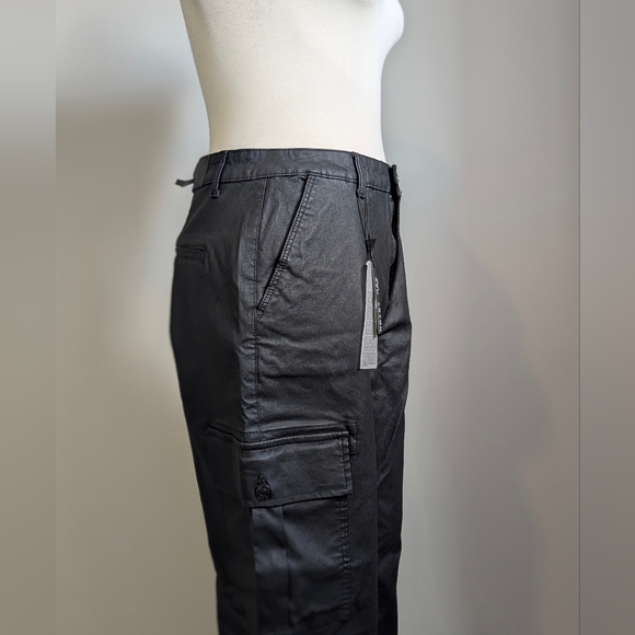Noisy May Black Wide Leg Waxed Cargo Pants Utility Tactical NWT New With Tags - Picture 3 of 13